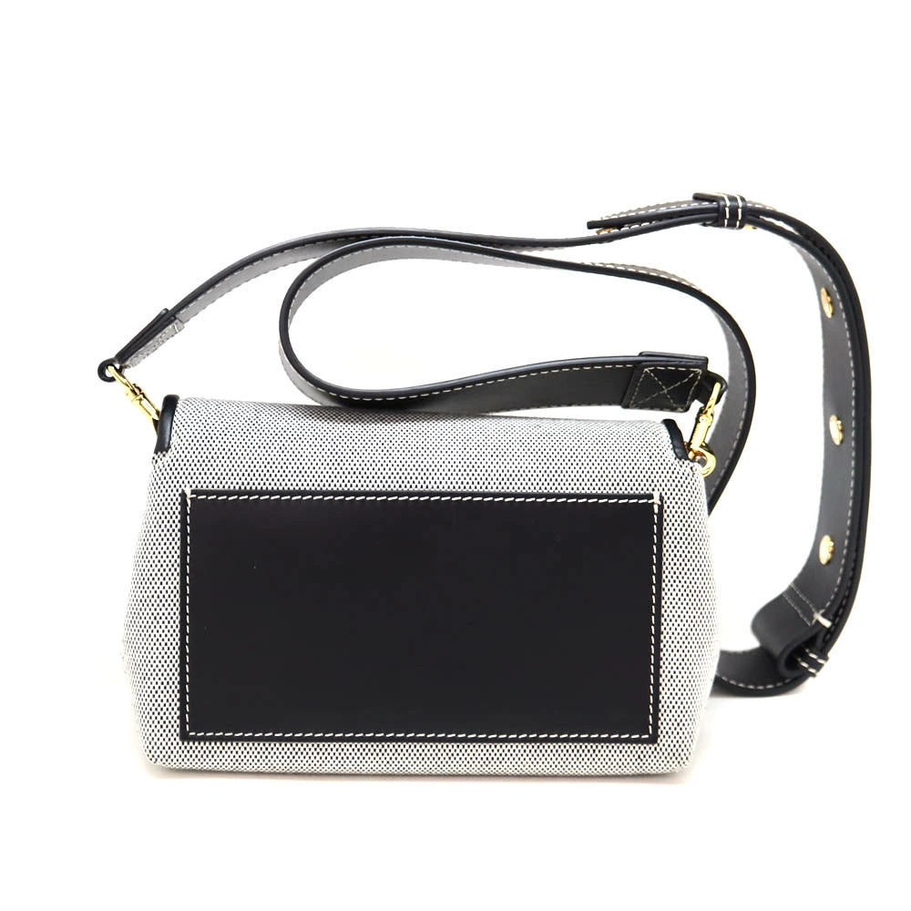 Burberry canvas leather gray bag shoulder black